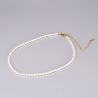 Mode Hirse Perle Titanstahl Überzogene 18k Gold Schlüsselbeinkette Halskette main image 5