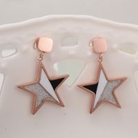 Personality Rose Gold Five-pointed Star Short Pendant Titanium Steel Earrings main image 1