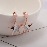 Personality Rose Gold Five-pointed Star Short Pendant Titanium Steel Earrings main image 5