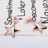 Personality Rose Gold Five-pointed Star Short Pendant Titanium Steel Earrings main image 6