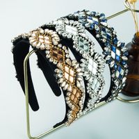 Baroque Fashion Rhinestone Glass Drill Stitching Wide Brim Headband Personality Hair Accessories main image 2