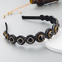 New Baroque Retro Simple Round Rhinestone Fabric Headband Thin Edge Temperament Hairpin main image 5