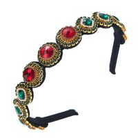 New Baroque Retro Simple Round Rhinestone Fabric Headband Thin Edge Temperament Hairpin main image 6