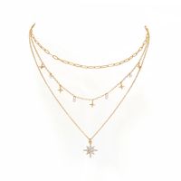 Design Sense Six-pointed Star Pendant Necklace Multi-layered Clavicle Chain Stacking Necklace main image 4