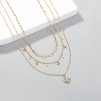 Design Sense Six-pointed Star Pendant Necklace Multi-layered Clavicle Chain Stacking Necklace main image 6