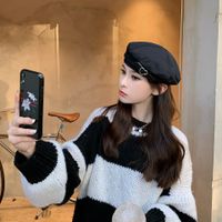 New Heart Leather Buckle Beret Female Autumn And Winter Painter Hat Wholesale main image 1