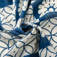 Retro Ethnic Style Blue And White Porcelain Wreath Printing Silk Scarf Wholesale main image 6