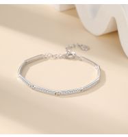 S925 Silver Bracelet Bamboo Joint Full Diamond Square Bracelet Silver Jewelry sku image 2
