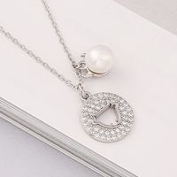 New Round Micro Diamond S925 Silver Korean Fashion Personality Freshwater Pearl Necklace sku image 2
