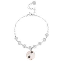 Baroque Button Star S925 Silver Fashion Personality Stitching Round Folds Pearl Bracelet sku image 1