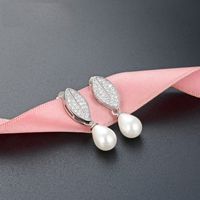 Full Diamond Drop Pearl S925 White Fungus Earrings Ol Fashion Earrings Cross-border sku image 1