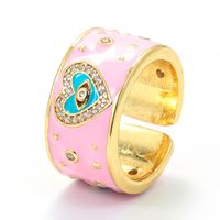 Oily Love Eye Copper Micro-inlaid Zircon Couple Female Fashion Open Ring sku image 6