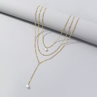 Temperament Retro Pendant Necklace Simple Pearl Necklace Clavicle Chain sku image 1