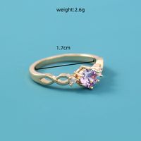 Shiny Multicolor Zircon Ring Niche Design Wild Simple Copper Ring sku image 2