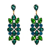 European And American Trend New Alloy Color Diamond Geometric Flower Earrings sku image 1
