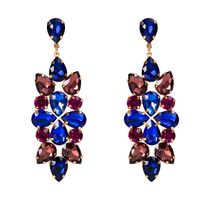 European And American Trend New Alloy Color Diamond Geometric Flower Earrings sku image 2