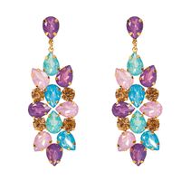 European And American Trend New Alloy Color Diamond Geometric Flower Earrings sku image 3