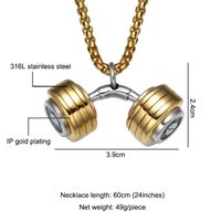 Hip-hop Retro Barbell Stainless Steel Pendant Necklace main image 3