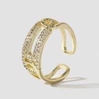 Exquisite Copper Inlaid Zirconium Open Ring Trendy Jewelry sku image 1