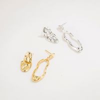 S925 Sterling Silver French Asymmetric Geometric Earrings European And American Earrings sku image 1