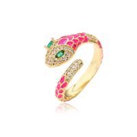 American Oily Snake Ring Copper Micro-inlaid Zircon Gold Ring Female sku image 1