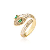 American Oily Snake Ring Copper Micro-inlaid Zircon Gold Ring Female sku image 2