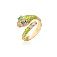 American Oily Snake Ring Copper Micro-inlaid Zircon Gold Ring Female sku image 3