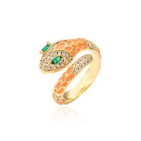 American Oily Snake Ring Copper Micro-inlaid Zircon Gold Ring Female sku image 4