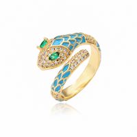 American Oily Snake Ring Copper Micro-inlaid Zircon Gold Ring Female sku image 5