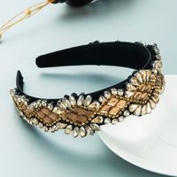Baroque Fashion Rhinestone Glass Drill Stitching Wide Brim Headband Personality Hair Accessories sku image 2