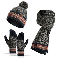 New Winter Warm Suit Three-piece Acrylic Knitted Wool Hat Scarf Gloves Wholesale sku image 1