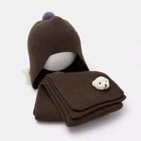 Cartoon Bär Ohrkappe Koreanische Baby Warme Zweiteilige Kinder Wollmütze Winter Strickschal sku image 6