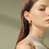 No Pierced Pearl Tassel C-shaped European And American Fashion Senior Ear Bone Clip Earrings main image 3