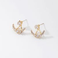925 Silver Needle Cute And Compact Rhinestone Star And Moon Stud Earring European And American Ins Fashion Temperament A Pair Of Earrings Dual Purpose Female main image 1