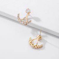 925 Silver Needle Cute And Compact Rhinestone Star And Moon Stud Earring European And American Ins Fashion Temperament A Pair Of Earrings Dual Purpose Female main image 5