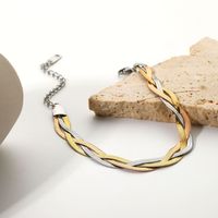 Mode Einfache Edelstahl Plattiert 18k Gold Dreist Rängige Schlangen Kette Wickel Armband main image 1