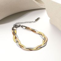 Fashion Simple Stainless Steel Plated 18k Gold Three-strand Snake Chain Winding Bracelet main image 3