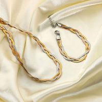 Mode Einfache Edelstahl Plattiert 18k Gold Dreist Rängige Schlangen Kette Wickel Armband main image 5