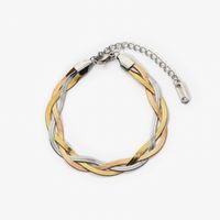 Mode Einfache Edelstahl Plattiert 18k Gold Dreist Rängige Schlangen Kette Wickel Armband main image 6