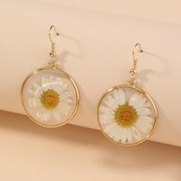 European And American Cross-border New Round White Natural Chrysanthemum Resin Earrings Accessories main image 4