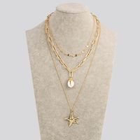 Europe And America Cross Border Fashion Necklace Shell Necklace Pendant Multi-layer Necklace Metal Starfish Ocean Pendant Ornaments Women main image 1