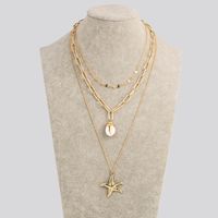 Europe And America Cross Border Fashion Necklace Shell Necklace Pendant Multi-layer Necklace Metal Starfish Ocean Pendant Ornaments Women main image 2