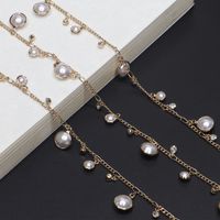 Factory Direct Sales   Hot Fashion Simple Rhinestone Pearl Chain Sunglasses With Eyeglasses Chain main image 3