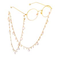 Factory Direct Sales   Hot Fashion Simple Rhinestone Pearl Chain Sunglasses With Eyeglasses Chain main image 4