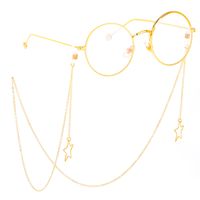 Non-slip Popular Metal Glasses Cord Color-preserving Gold Hollow Five-star Pendant Handmade Eyeglasses Chain Cross-border main image 4