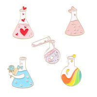 New Creative Cartoon Chemical Equipment Love Rainbow Test Tube Bottle Series Shape Dripping Brooch Bag Badge main image 3