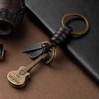 Retro Keychain Creative Small Guitar Leather Keychain main image 6