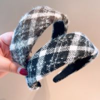 Retro Plaid Style Cashmere Wide Version Simple Sponge Headband Ornaments main image 5