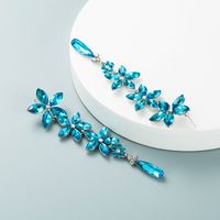 Europäische Und Amerikanische Herbst Und Winter Neuer Trend Glänzende Blaue Kristallblume Quaste Luxusohrringe main image 5
