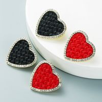 European And American Fashion & Trend New Product Creative Simple Love Heart-shaped Alloy Rhinestone Earrings Female All-matching Graceful Korean Earrings main image 1